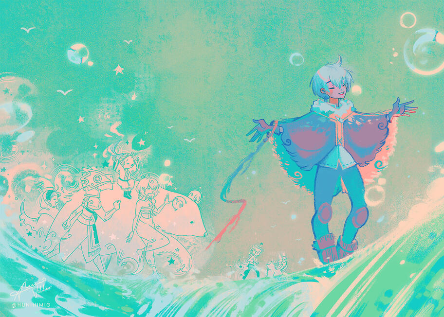 "I Carry Home with Me" - Fushi from To Your Eternity, drawn for Cheryl's Silverlining: A White-haired Anime Boy Zine.